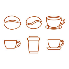Fototapeta premium Simple Set of Coffee Vector Line Icons on white background