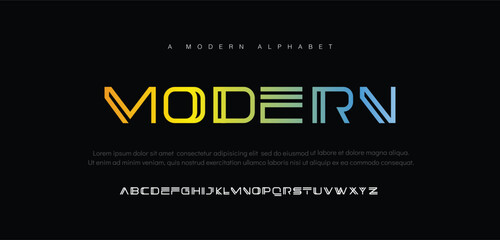 modern, futuristic modern geometric font
 - obrazy, fototapety, plakaty