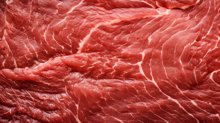 Close-up of fresh raw red beef meat steak structure. Food background. Generative AI