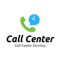 Call center vector logo template on white background
