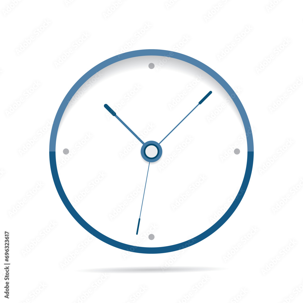 Poster clock icon in flat style, timer on white background. fine lines. business watch. vector design eleme