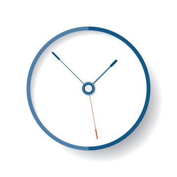 Clock icon in flat style, timer on white background. Fine lines. Business watch. Vector design element for you project