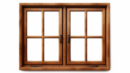 Brown wooden windows illustration Used to decorate the house and garden isolated on white transparent background, PNG File