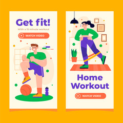 Home workout banner set