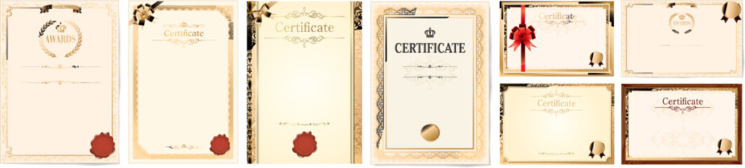abstract certificate award design template with retro frame
 Vector.