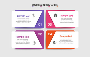 Creative business infographic template with icons and 4 options or  steps. Can be used for workflow layout, diagram, annual report, web design