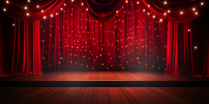 Stage backdrop and red curtains in theatre background,,
Magic theater stage red curtains Show Spotlight