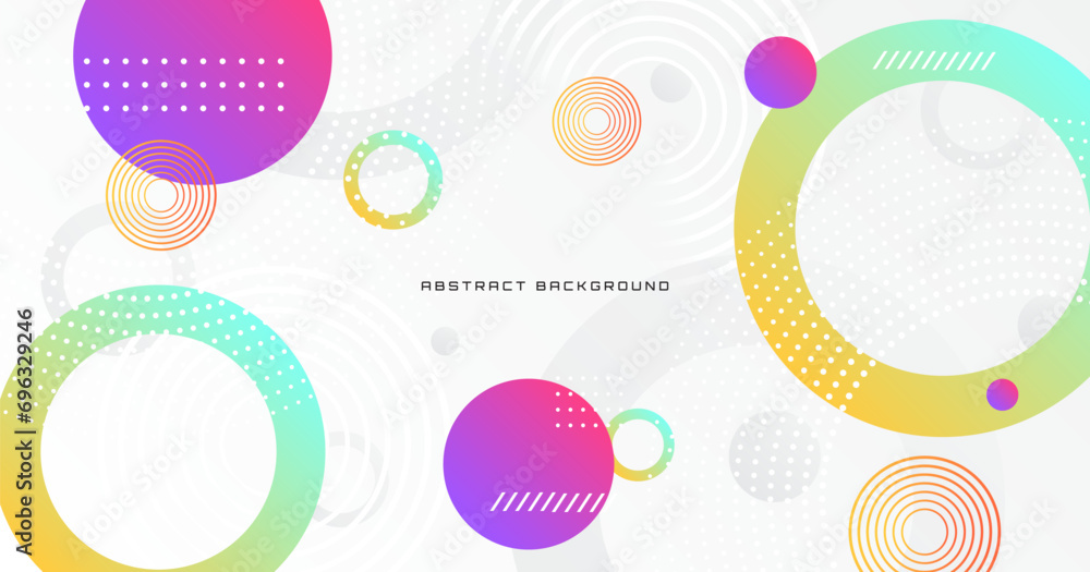 Poster white geometric abstract background overlap layer on bright space with colorful shape decoration. mo