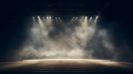Spotlight with smoke on the empty stage
