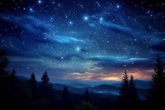 photo of Night Sky Wonders. Generative AI