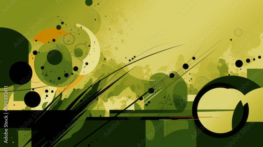 Poster green abstract background with circle and line