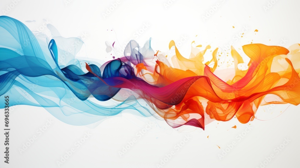 Poster white background with muti color wave on isolated background with paace for text and grapichs
