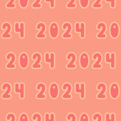 Numeric seamless pattern. Color of the 2024 year - Peach fuzz. Abstract background, wallpaper, wrapping paper.