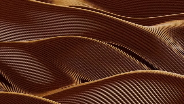 surface of long copper tubes, wires bent by waves floating, abstract background, conceptual modern design art, looped