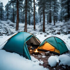 camping in the snow