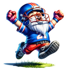 Cute Gnome Wearing American Football Watercolor Clipart Illustration