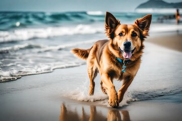 dog on the beach