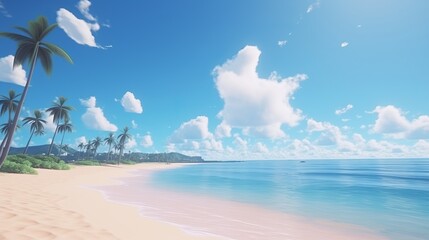 Fototapeta na wymiar Aerial Beach Scene. Relaxing Summer Vacation Template with Blue Ocean Lagoon and Coastline