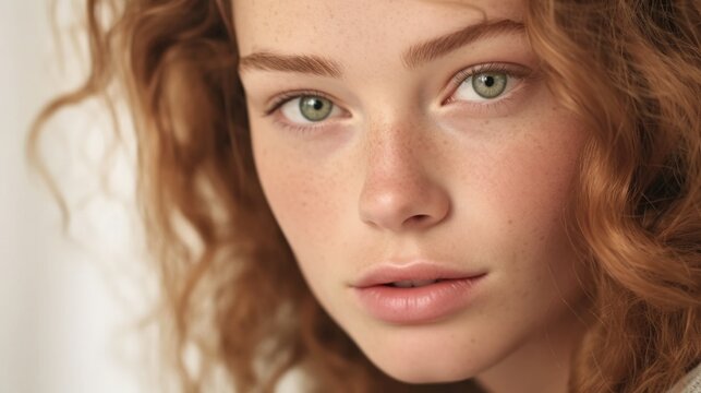 Captivating portrait of a young European woman making eye contact.