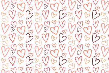 seamless pattern with trendy color hearts. valentine repetitive pattern in pink orange peach and brown colors. pastel warm love background