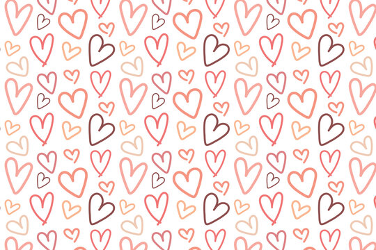 seamless pattern with trendy color hearts. valentine repetitive pattern in pink orange peach and brown colors. pastel warm love background