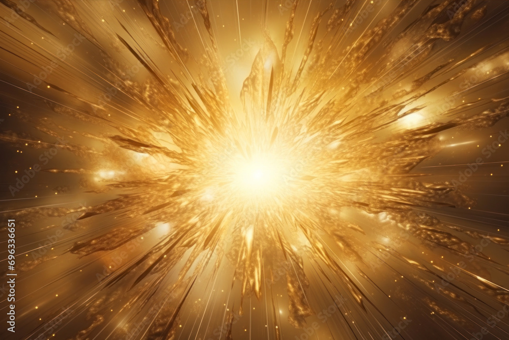 Poster abstract background with golden rays and sparkles. vector illustration.