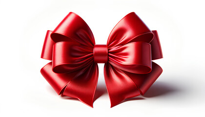 A red bow isolated on a white background in a panoramic format