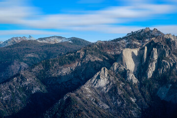 Beautiful view of mountains and Moro Rock view of the Sequoia National Park. California,