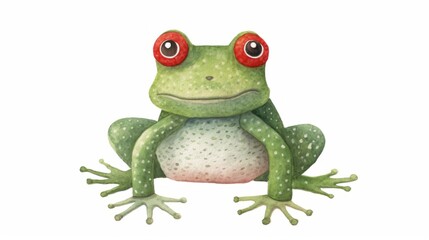 Cute frog watercolor illustration in Christmas style. Funny animal in clothes.