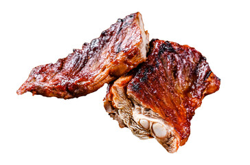 Grilled BBQ veal calf short spare rib meat  Transparent background. Isolated.
