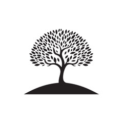 Tree Silhouette: Breathtaking Sunset Behind Silhouetted Trees, Eliciting a Calm Atmosphere - Tree black vector
