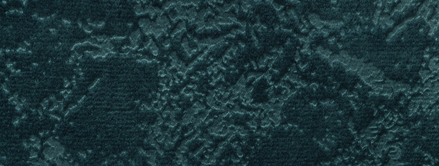 Texture of velvet dark teal background from soft upholstery textile material, macro. Abstract velour emerald fabric