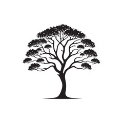 Tree Silhouette: Graceful Tree Silhouettes Evoking a Sense of Peace and Serenity - Tree black vector
