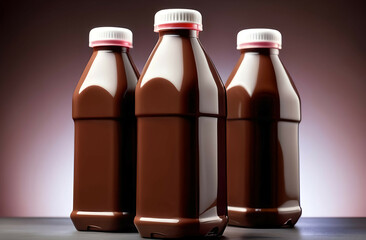 Chocolate drink bottles mockup with no label .