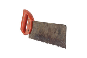 wood hand saw, old saw isolated from background	