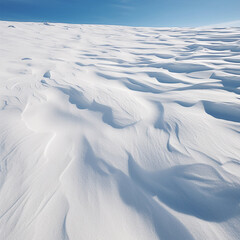 Fototapeta na wymiar From above of smooth surface of white snow on sunny winter day as background, ai technology