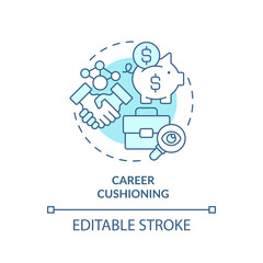 2D editable blue career cushioning icon, monochromatic isolated vector, thin line illustration representing workplace trends.