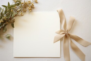 A piece of paper with a bow on top of it
