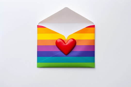 envelope for declaration of love in the colors of the lgbt movement. concept of gender equality