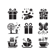 Gift Silhouette: Contemporary Gift Box Shadows, Ideal for Expressing Warmth and Thoughtfulness - Gift black vector
