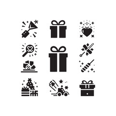 Gift Silhouette: Artistic and Unique Present Outlines, Perfect for Adding a Special Touch to Your Art - Gift black vector
