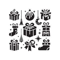 Gift Silhouette: Captivating Shadows of Gifts, Evoking the Joy and Excitement of Special Occasions - Gift black vector
