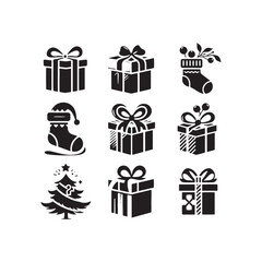 Gift Silhouette: Whimsical and Creative Shadows of Gifts, Offering a Playful Element to Your Designs - Gift black vector
