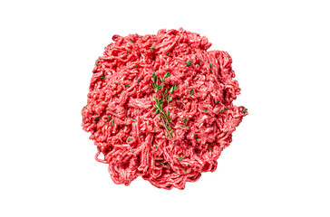 Raw mince beef and lamb meat  Transparent background. Isolated.