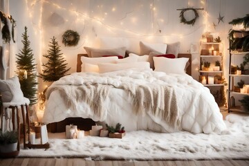  Winter wonderland bedroom. - obrazy, fototapety, plakaty