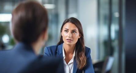 Obraz premium Young woman doing a job interview
