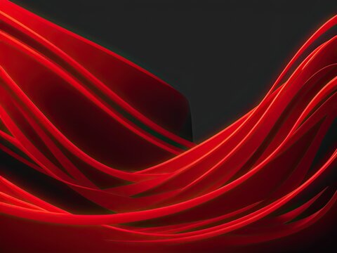 Bright red wavy lines in a free vector style on a black background © REZAUL4513