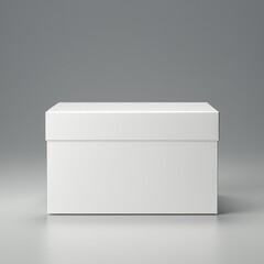 White flat mockup packaging box isolated grey minimalistic background