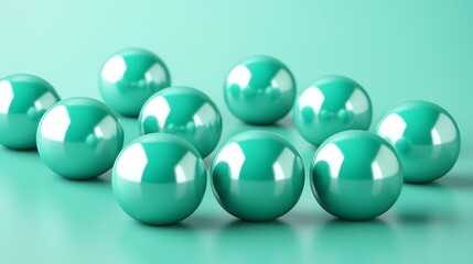 a group of shiny green balls