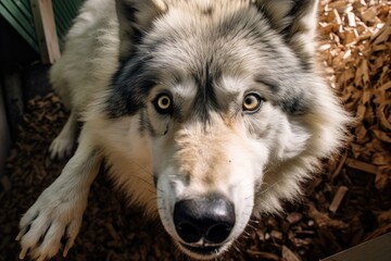 Obraz premium A close up of a wolf looking at the camera